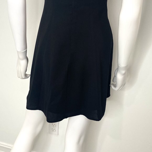 CDC Petites Vintage 90s Rhinestone Halter Neck Skater Flare Mini Dress in Black - Picture 14 of 17